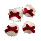 Conjunto De 4 Presilhas De Cabelo De Pelúcia Com Laço Vermelho Para Mulheres, Ornamento De Cabelo
