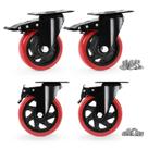 Conjunto de 4 rodas Caster Wheels EGOFIX Heavy Duty, vermelho
