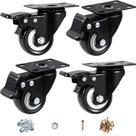 Conjunto de 4 rodízios de poliuretano preto ASRINIEY para serviços pesados