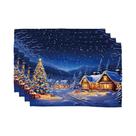 Conjunto De 4 Sousplats De Natal Com Tema De Neve VIKAMA, Decoração De Mesa Para Reuniões E Festas