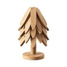 Conjunto De 4 Suportes De Madeira Natural Em Formato De Árvore Com 1 Suporte Para Pratos Quentes,