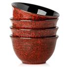 Conjunto de 4 taças de sopa Hasense Ceramic de 1,2 L para presente de Natal vermelho