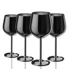 Conjunto de 4 taças de vinho de aço inoxidável WOTOR de 530 ml pretas