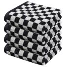 Conjunto de 4 toalhas de mão YXWXY pretas e brancas 100% algodão 35x75cm