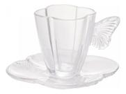 Conjunto De 4 Xícaras De Chá De Vidro Com Pires Butterfly 180ml Wolff