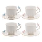 Conjunto de 4 Xícaras para Chá de Porcelana Birds 200ml