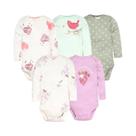 Conjunto De 5 Bodies De Algodão De Manga Longa Para Bebês Meninos E Meninas, Macacão Para Conjunto De 5 Bodies De Algodão De Manga Longa Para Bebês Meninos E Meninas, Macacão Para
