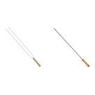 Conjunto de 5 Espetos Mor 65cm - 2x Duplos + 3x Simples - Para Churrasco Aço Inox Cabo de Madeira