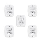 Conjunto de 5 Interruptores de 1 Tecla Simples e Tomada 2p+t 20a , com Placa de Sobrepor