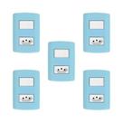 Conjunto de 5 Interruptores de 1 Tecla Simples e Tomada 2p+t 20a , Modular, com Placa 4x2 e Suporte
