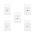 Conjunto de 5 Interruptores de 1 Tecla Simples e Tomada 2p+t 20a , Modular, com Placa 4x2 Conjunto de 5 Interruptores de 1 Tecla Simples e Tomada 2p+t 20a , Modular, com Placa 4x2