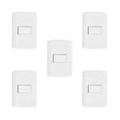 Conjunto de 5 Interruptores de 1 Tecla Simples, Modular, com Placa 4x2 e Suporte Conjunto de 5 Interruptores de 1 Tecla Simples, Modular, com Placa 4x2 e Suporte