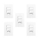 Conjunto de 5 Interruptores de 2 Teclas Simples e Tomada 2p+t 20a , Modular, com Placa 4x2