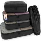 Conjunto de 5 Packing Cubes Shacke para Viagens - Leves e Pretos