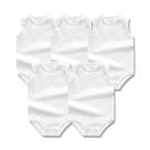 Conjunto De 5 Peças De Body Sem Mangas De Algodão Branco Para Bebês, Roupas De Verão Para Meninos E