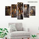 Conjunto de 5 placas Decorativas Buda Cinza e Dourado