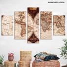 Conjunto de 5 placas Decorativas em Mapa Mundi