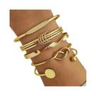 Conjunto De 5 Pulseiras Geométricas Ajustáveis Com Aro De Aço, Elegantes Para Mulheres