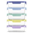 Conjunto de 5 Recipientes de Vidro Ello Color Lock 800ml - Preparo de Refeições - Purple Rain