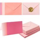 Conjunto de 50 envelopes A7 rosa Toperd com cartões 5x7 e adesivos dourados