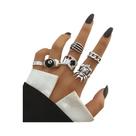 Conjunto de 6 Anéis de Caveira Hip Hop - Estilo Vintage com Efeito Gotejamento de Óleo