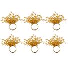 Conjunto de 6 Argolas de Guardanapo DII Estrela Dourada com Miçangas 10 cm Conjunto de 6 Argolas de Guardanapo DII Estrela Dourada com Miçangas 10 cm