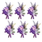Conjunto de 6 Boutonniere Meldel Purple para homens