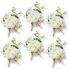 Conjunto de 6 Boutonniers Serwalin de Rosa Marfil para Boda para Hombre Conjunto de 6 Boutonniers Serwalin de Rosa Marfil para Boda para Hombre