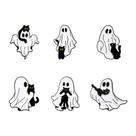 Conjunto de 6 broches Halloween Ghost and Black Cat Alloy