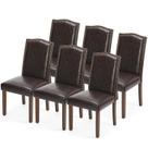 Conjunto de 6 cadeiras de jantar DUMOS em couro PU marrom moderno Conjunto de 6 cadeiras de jantar DUMOS em couro PU marrom moderno