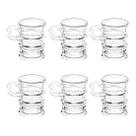 Conjunto de 6 canecas de vidro vintage transparente 95ml 6 peças lyor