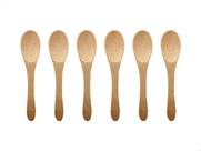 Conjunto De 6 Mini Colheres De Bambu Natural Petiscos Molhos Patês Servir Mesa Posta
