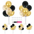 Conjunto de 6 peças centrais de balão TONIFUL, ouro preto, confete, 71 cm Conjunto de 6 peças centrais de balão TONIFUL, ouro preto, confete, 71 cm