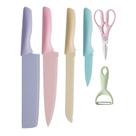 Conjunto de 6 Peças Facas de cozinha coloridas Lâminas antiaderentes Aço inoxidável 101 Conjunto de 6 Peças Facas de cozinha coloridas Lâminas antiaderentes Aço inoxidável 101