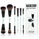 Conjunto de 6 Pincel de Maquiagem Jessup T501 - Fibras Veganas Dupla Face