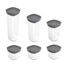 Conjunto de 6 Potes Herméticos Block Cinza - Ou