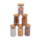 Conjunto de 6 Potes Herméticos de 300 Ml com Tampa de Bambu Oikos