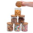 Conjunto de 6 Potes Herméticos de 550 ml com Tampa de Bambu