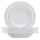 Conjunto De 6 Pratos Fundos De Porcelana Com Fio De Ouro Mônaco Branco Wolff Conjunto De 6 Pratos Fundos De Porcelana Com Fio De Ouro Mônaco Branco Wolff
