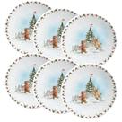 Conjunto de 6 Pratos Raso de Cerâmica decorado Natal Snow 29cm - Alleanza