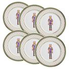 Conjunto de 6 Pratos Raso Soldadinhos de Cerâmica com Filete de Ouro 29cm - Alleanza