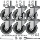 Conjunto de 6 rodízios de haste rosqueada de 6 cm para serviços pesados com M8 x 20 mm