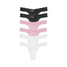 Conjunto De 6 Tangas De Renda Floral, Cintura Baixa, Confortáveis, G-string Sólido Com Laço,