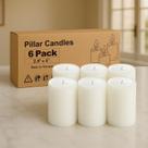 Conjunto de 6 velas Pillar Candles Ashlux White 56h Burning 7x10cm