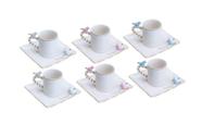 Conjunto de 6 Xícaras C/pires 80ml Birds Porcelana - Wolff Conjunto de 6 Xícaras C/pires 80ml Birds Porcelana - Wolff