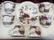 Conjunto de 6 Xícaras com Pires Porcelana Lavanda 120ml Conjunto de 6 Xícaras com Pires Porcelana Lavanda 120ml