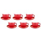 Conjunto de 6 Xícaras de 210ml com Pires Cazza Vermelho Conjunto de 6 Xícaras de 210ml com Pires Cazza Vermelho