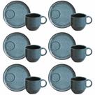 Conjunto de 6 Xícaras de Chá com Pires Stoneware Linhas Night Sky 230ml - Porto Brasil