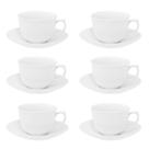 Conjunto de 6 Xícaras Grandes 240ml Com Pires White
