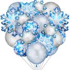 Conjunto de 60 Balões de Inverno Hicarer - Tema Flocos de Neve